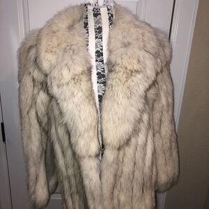 Gray Leather and Blue Fox Jacket‎